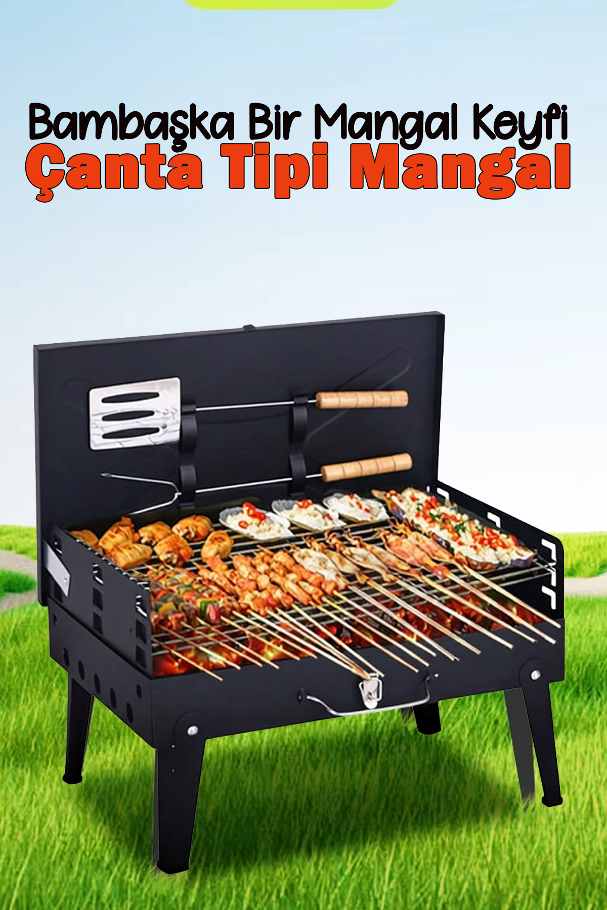 EFSANE KAMP - Portatif Barbekü Çanta Tipi Fonksiyonel Mangal