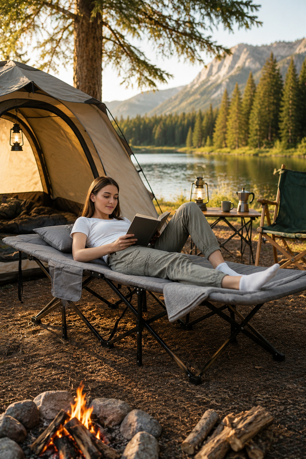 EFSANE KAMP - Konfor Ultralight Kampet Portatif Kamp Yatağı Gri-  190x68x35cm